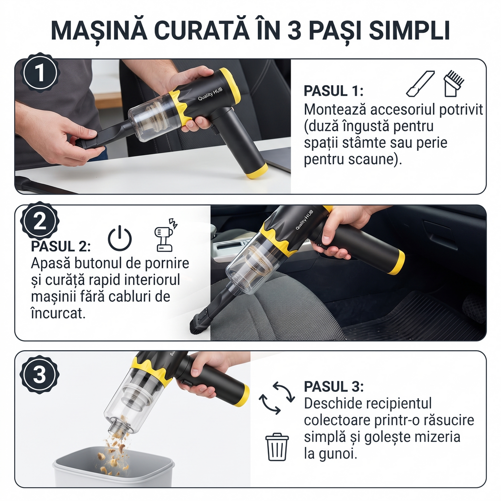Aspirator Auto Portabil 4in1