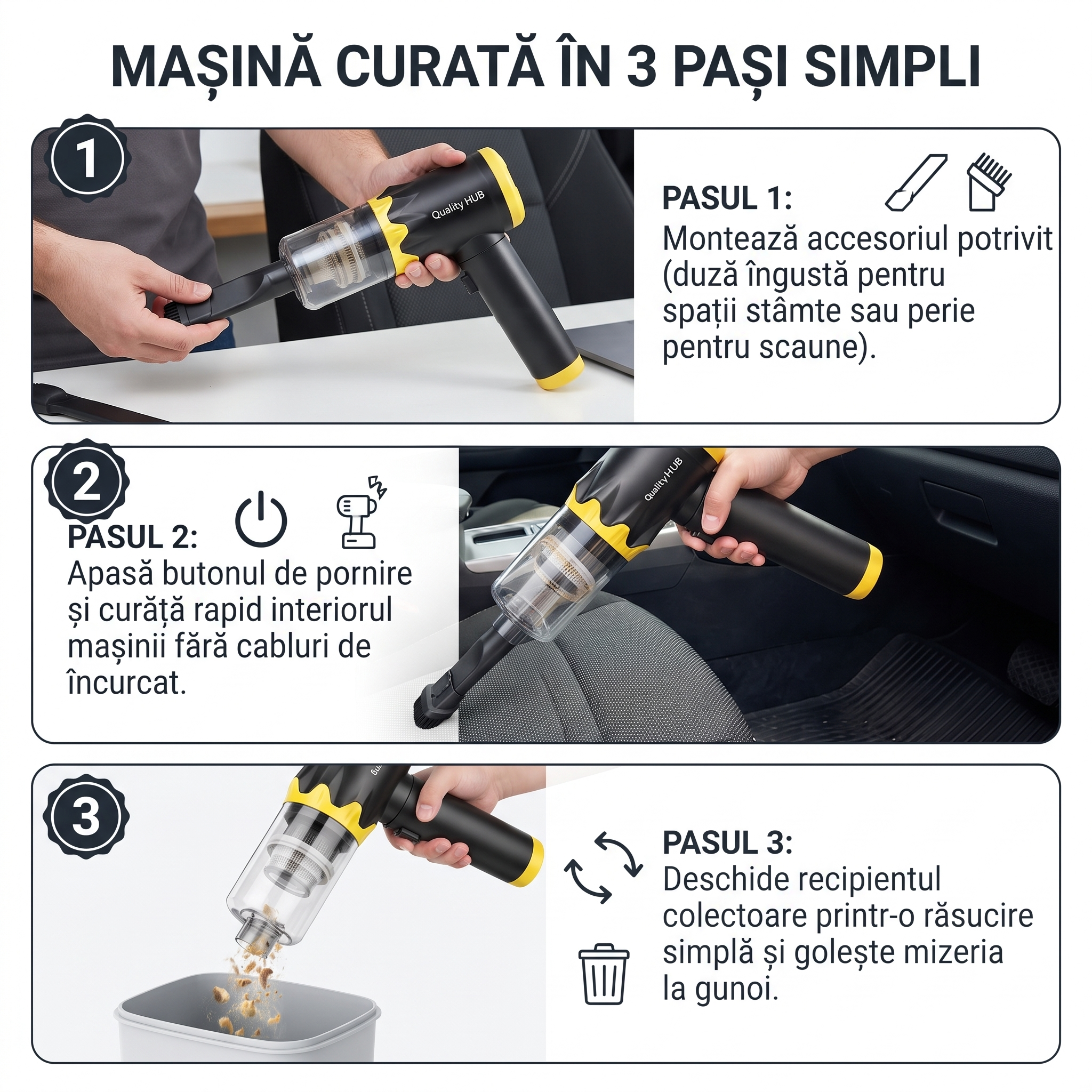 Aspirator Auto Portabil 4in1